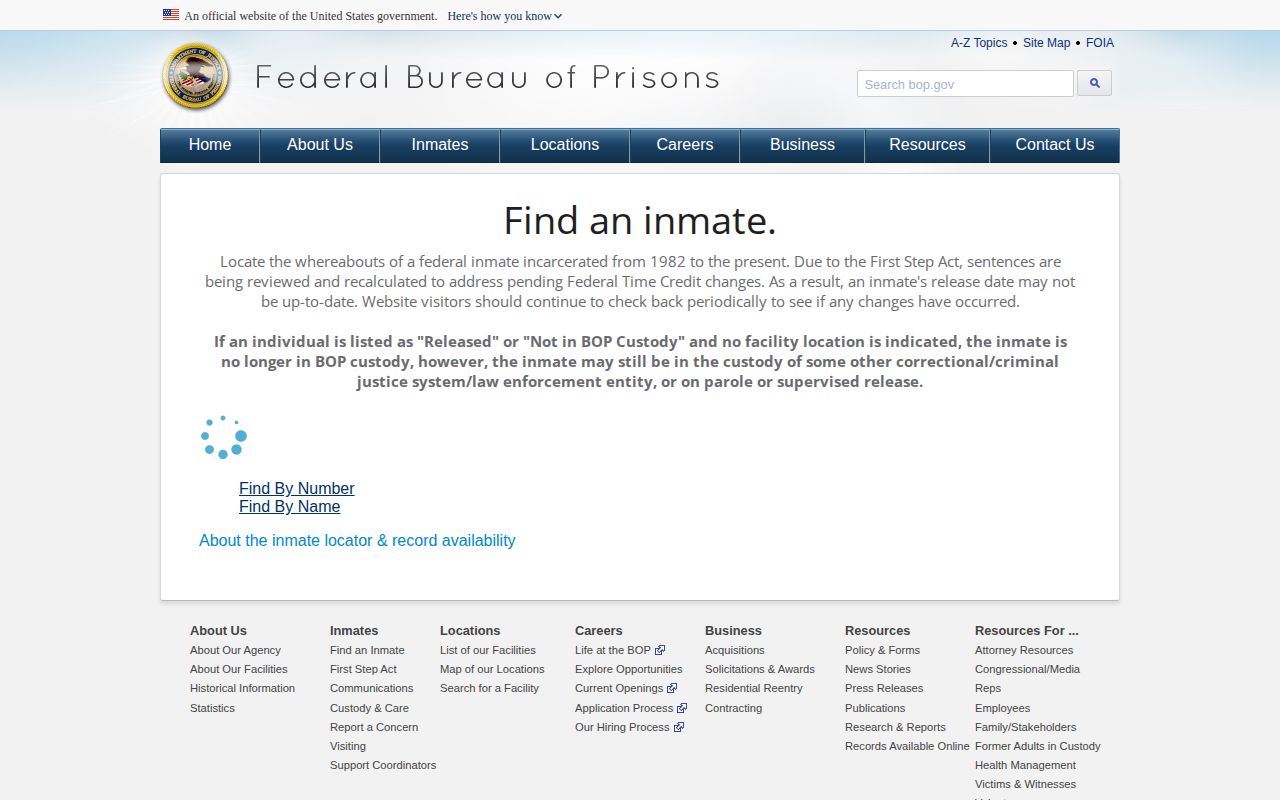 Federal BOP release search for an Assumption Parish inmate