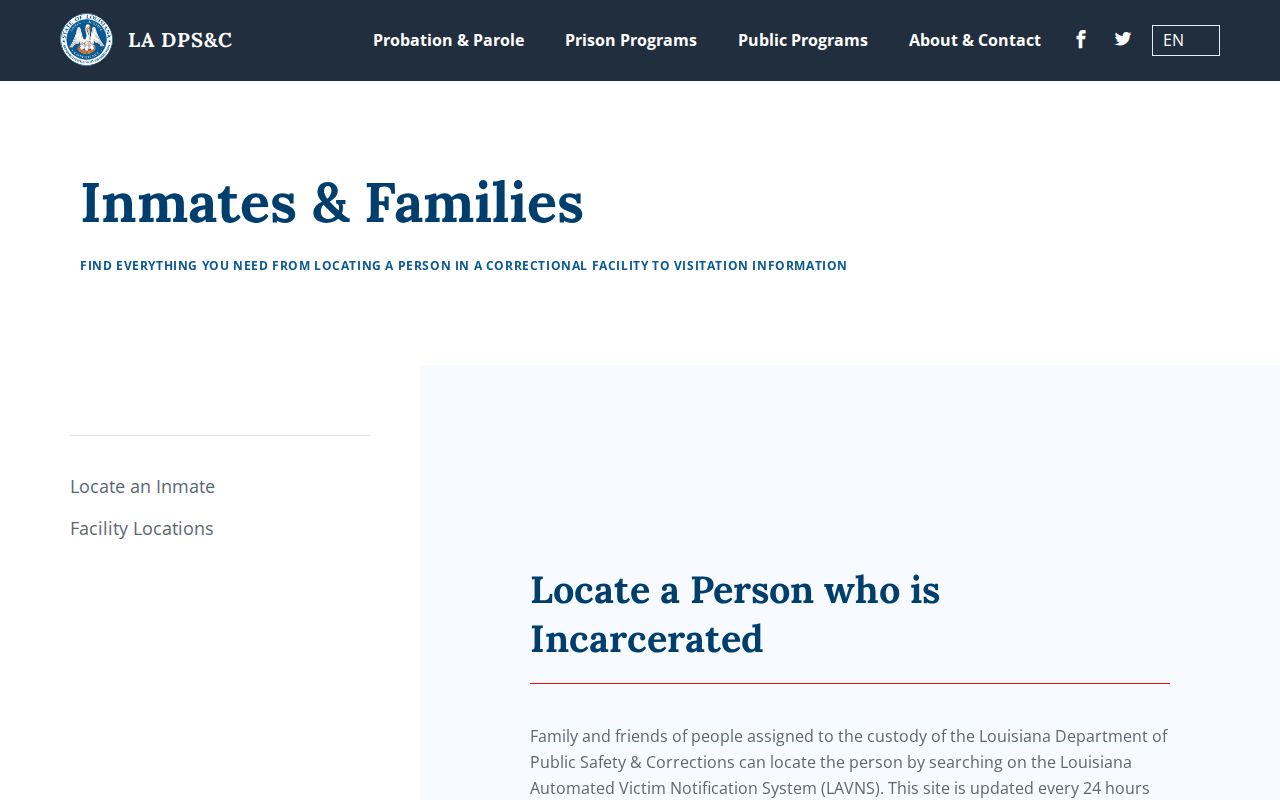 Louisiana DPS&C locator instructions for Assumption Parish released inmates