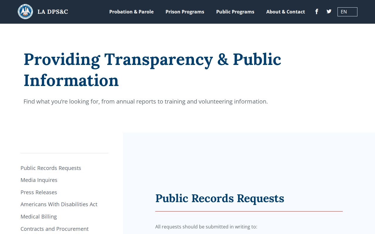 Assumption Parish actual discharge date DPS&C public records request